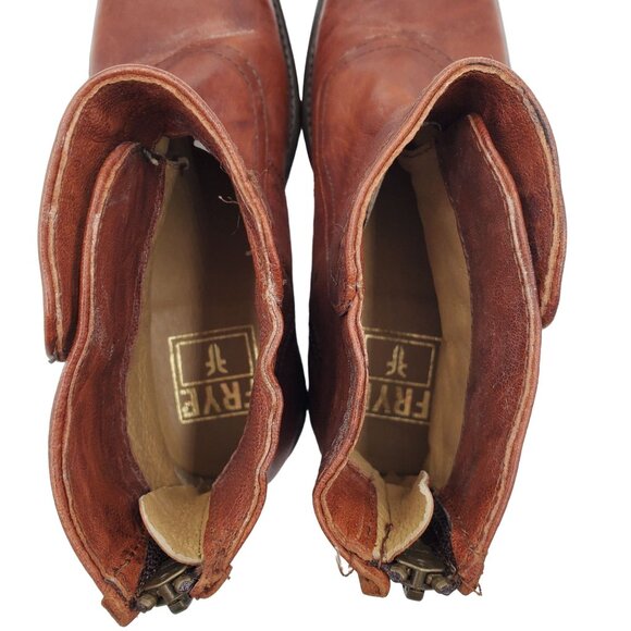 Frye "Phillip" Boot Womens size 5.5 Brown Leather Military Style Zip Ankle Boots - Picture 7 of 13